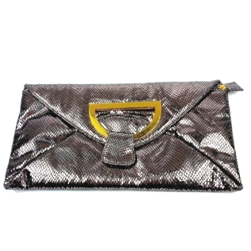 Big Buddha metallic fabric clutch bag